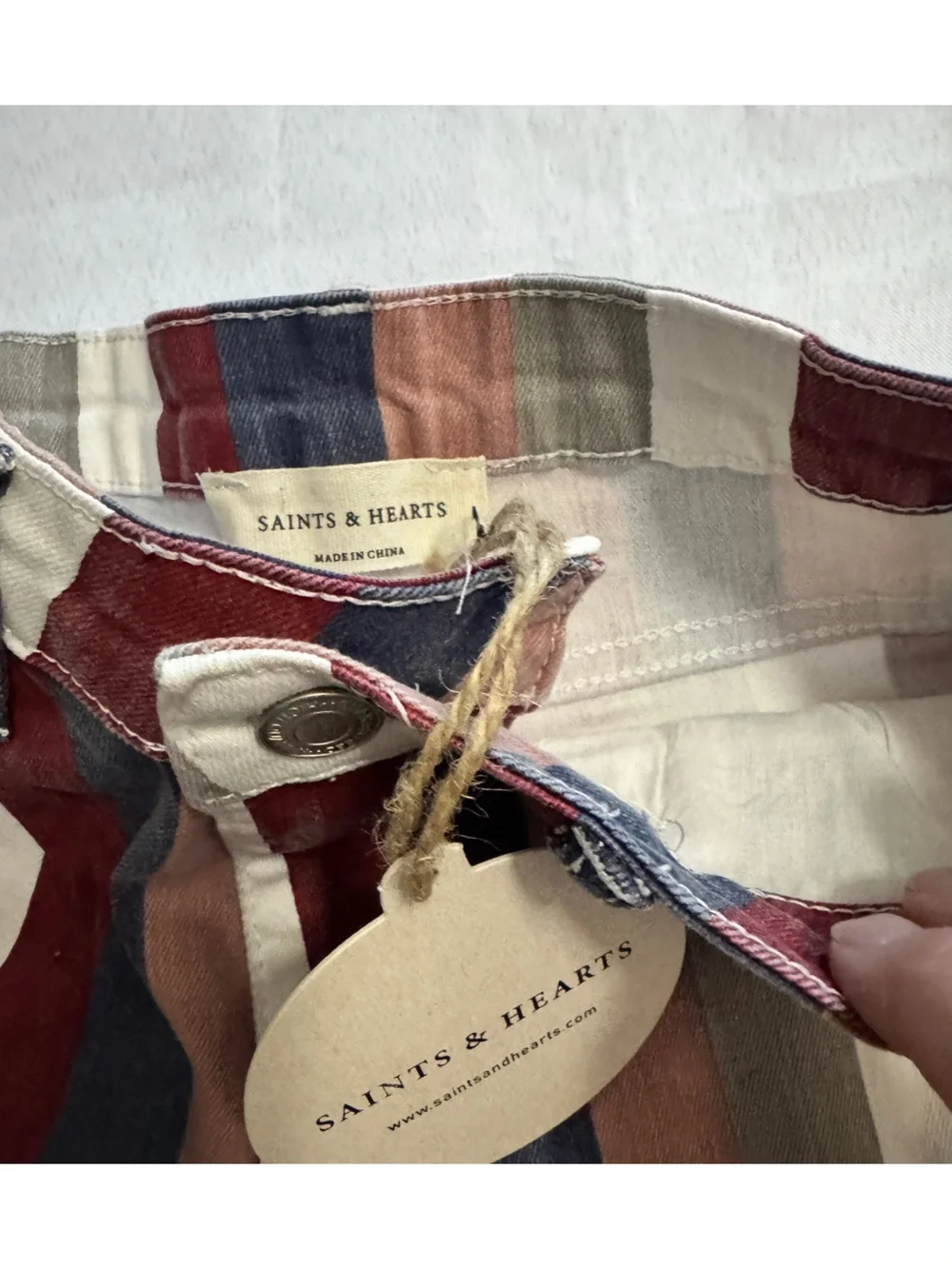 NWT Saints & Hearts Navy Multi Striped
Western Flared Bell Bottom Jeans - Picture 9 of 9